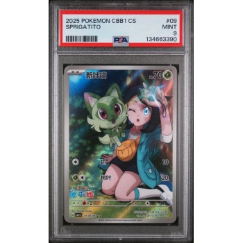 Sprigatito #09 – CBB1 C-GEM Pack Vol.1 2025 – Simplified Chinese – PSA 9 MINT