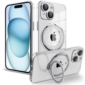 Θήκη Σιλικόνης Orso Ostand MagSafe iPhone 15 Plus - Silver Clear