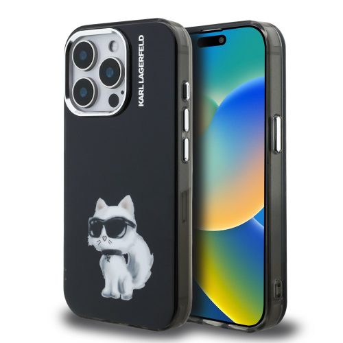 Θήκη Σιλικόνης Karl Lagerfeld Back Cover IML Aquarelle Choupette για iPhone 15 Pro - Black