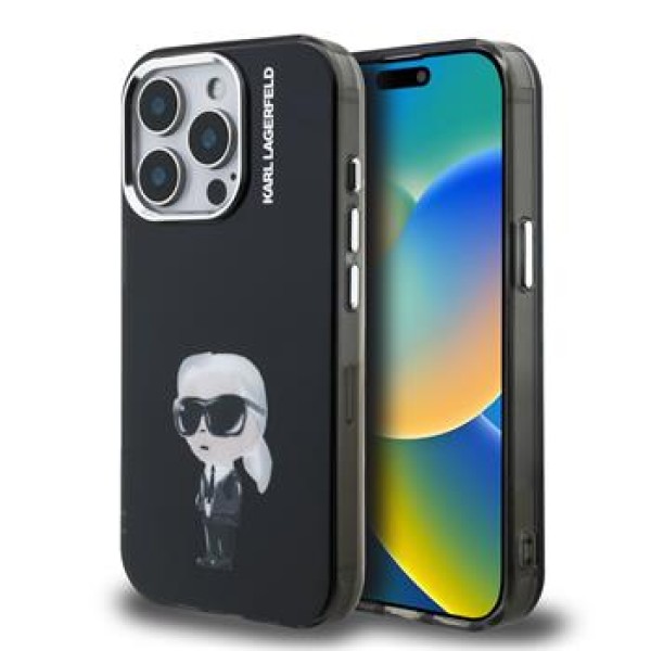 Θήκη Σιλικόνης Karl Lagerfeld Back Cover IML Aquarelle Karl για iPhone 15 Pro - Black