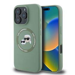 Θήκη Σιλικόνης Karl Lagerfeld Back Cover με MagSafe Liquid Silicone K&CH Heads για iPhone 16 Pro Max - Green