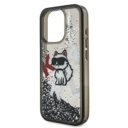 Σκληρή Θήκη Karl Lagerfeld Back Cover Liquid Glitter Scattered Choupette για iPhone 16 Pro Max - Black