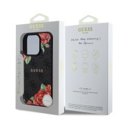 Σκληρή Θήκη Δερματίνης με Magsafe Guess Back Cover 4G Roses για iPhone 16 Pro Max - Black