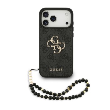 Σκληρή Θήκη δερματίνης Guess Back Cover με MagSafe Metal Logo Strap για iPhone 17 Pro Max - Black