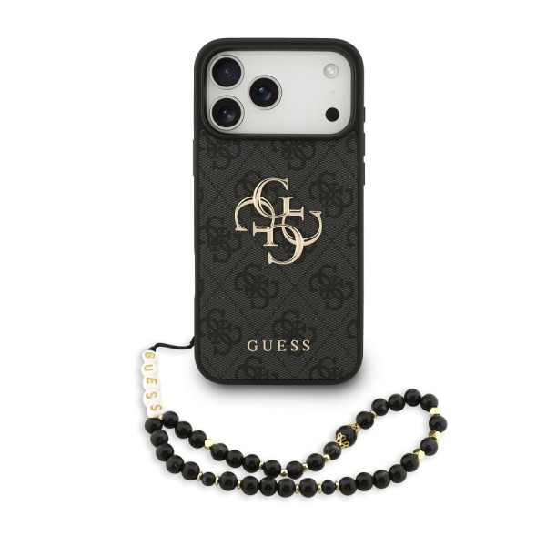 Σκληρή Θήκη δερματίνης Guess Back Cover με MagSafe Metal Logo Strap για iPhone 17 Pro Max - Black