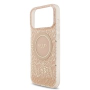 Σκληρή Θήκη Guess Back Cover με MagSafe IML Flowers Allover Strap για iPhone 17 Pro Max - Pink