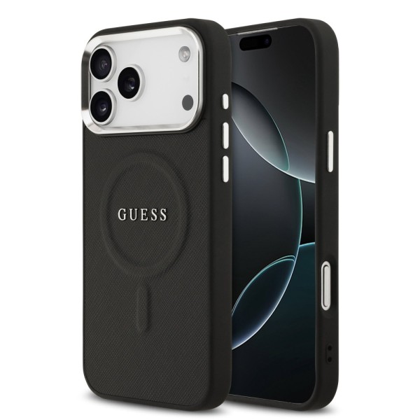 Σκληρή Θήκη Back Cover Δερματίνης Guess Saffiano Classic Logo με MagSafe για iPhone 17 Pro Max - Black