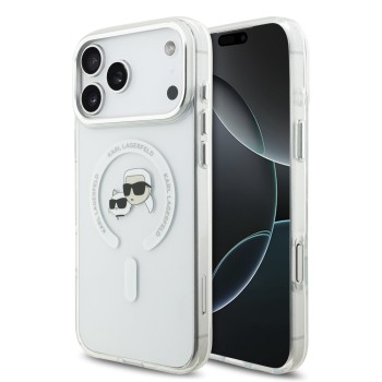 Θήκη Σιλικόνης Karl Lagerfeld Back Cover με MagSafe IML K&CH Heads Metal Frame για iPhone 17 Pro Max - Clear
