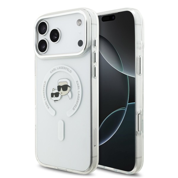 Θήκη Σιλικόνης Karl Lagerfeld Back Cover με MagSafe IML K&CH Heads Metal Frame για iPhone 17 Pro Max - Clear