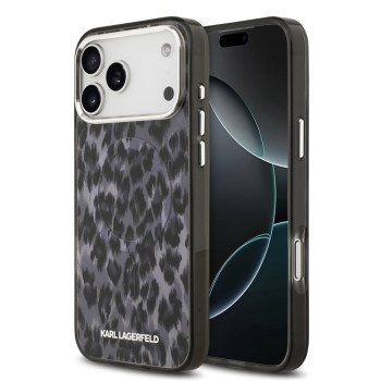 Θήκη Σιλικόνης Karl Lagerfeld Back Cover με MagSafe IML Leopard για iPhone 17 Pro Max - Grey