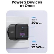Φορτιστής Ugreen 2-Port με 1 Θύρα USB-Α (22.5W) & 1 θύρα USB-C (30W) Fast Charge - black