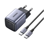 Φορτιστής Ugreen με Θύρα USB-C και Καλώδιο 1m USB-C 30W Fast Charge - Grey