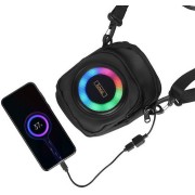 Φορητό Ηχείο Hoco HC41 Wave Bluetooth Speaker RGB 8W με FM, USB, TF & Υποστήριξη Μικροφώνου Eνσωματομένο σε Aδιάβροχη Τσάντα Ώμου - Black 