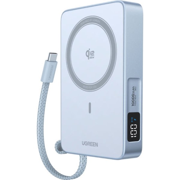 PowerBank UGREEN PB773 65958B Wireless MagSafe 10000mAh 25W Qi2 με καλώδιο USB-C και 1 Θύρα USB-C - Grey