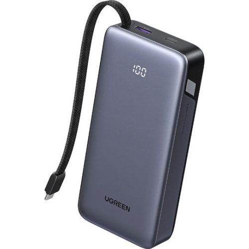 PowerBank UGREEN PB536 20000mAh με καλώδιο 45W USB-C και 1 Θύρα Usb-A και 1 Θύρα PD USB-C - Grey
