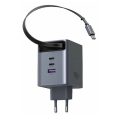 Φορτιστής UGREEN X616 65828 100W GaN PD με Καλώδιο Type-C Ρυθμιζόμενου Μήκους 0.7m  και Θύρα USB-Α  & θύρα USB-C  - Grey