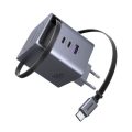 Φορτιστής UGREEN X616 65828 100W GaN PD με Καλώδιο Type-C Ρυθμιζόμενου Μήκους 0.7m  και Θύρα USB-Α  & θύρα USB-C  - Grey