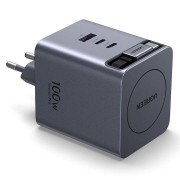 Φορτιστής UGREEN X616 65828 100W GaN PD με Καλώδιο Type-C Ρυθμιζόμενου Μήκους 0.7m  και Θύρα USB-Α  & θύρα USB-C  - Grey