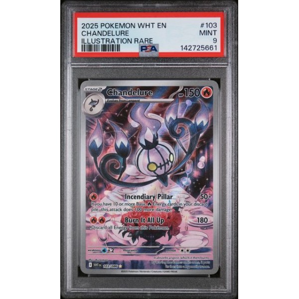 Chandelure - White Flare - English 2025 - #103/086 - PSA MINT 9 - Pokemon Graded Card