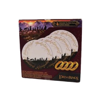 Σετ Κεραμικών Πιάτων 4 Τεμαχίων με 4 Δαχτυλίδια - The Lord of the Rings - Fellowship Of The Ring
