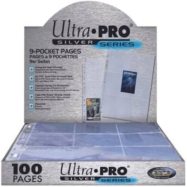 Ultra Pro (9-Pocket) Secure Silver  Series Page - Up-Loading για Toploaders (100 Τεμάχια) – Transparent