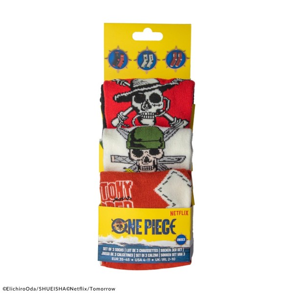 Σετ Κάλτσες One Piece: Netflix Live Action Straw Hat Crew  (3 Σχεδίων )  - No 35 - 45