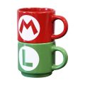 Pyramid Nintendo Super Mario Brothers: Σετ Στοιβαζόμενων Κεραμικων  Κουπών (Mario - Luigi) - Κοκκινη & Πρασινη (280ml)