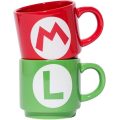Pyramid Nintendo Super Mario Brothers: Σετ Στοιβαζόμενων Κεραμικων  Κουπών (Mario - Luigi) - Κοκκινη & Πρασινη (280ml)