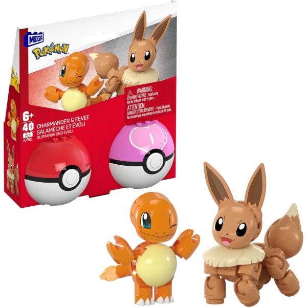 Mega: Pokémon (2-Pack)  Building Toys Set  - Charmander and Eevee – 40  Κομμάτια