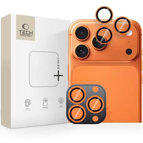 Tempered Glass Πίσω Κάμερας Tech-Protect Camera Camring Fit+ Cover για το iPhone 17 Pro Max/ 17 Pro/16 Pro Max/ 16 Pro  - Cosmic Orange