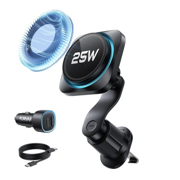 ESR Omnilock Cryoboost Magnetic MagSafe Car  Wireless  Charger (Αεραγωγού) 25W QI2.2 - Black