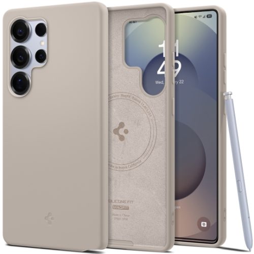 Θήκη Σιλικόνης Spigen Fit Mag Με Magsafe Back Cover για Samsung Galaxy S25 Ultra - Natural Titanium