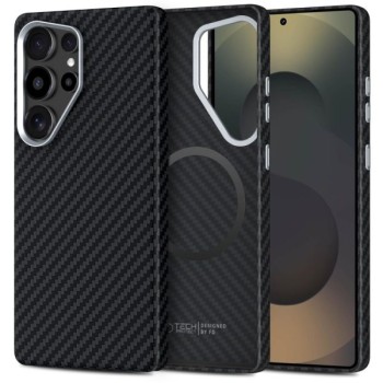 Σκληρή Θήκη Σιλικόνης Tech-Protect Ion Carbon Με Magsafe Back Cover για Samsung Galaxy S25 Ultra - Silver Black