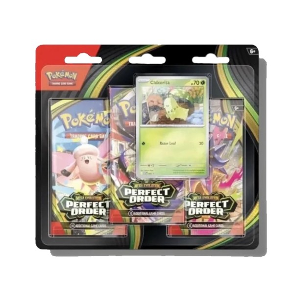 Pokémon TCG: Mega Evolution: Perfect Order - 3 Booster Blister ( Chikorita)