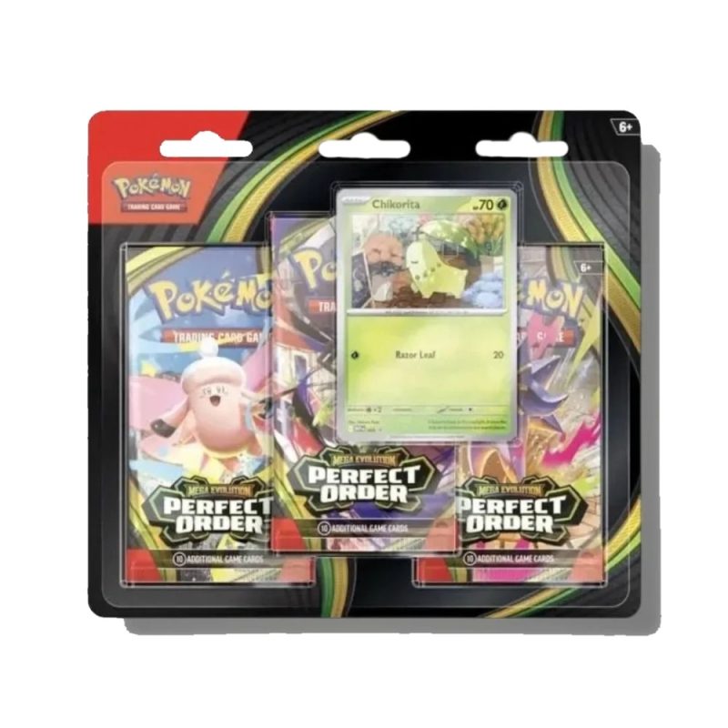 Pokémon TCG: Mega Evolution: Perfect Order - 3 Booster Blister ( Chikorita)