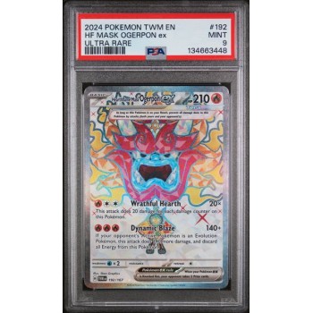 Hearthflame Mask Ogerpon ex #192 – Twilight Masquerade (2024) – Ultra Rare – PSA 9 MINT – English