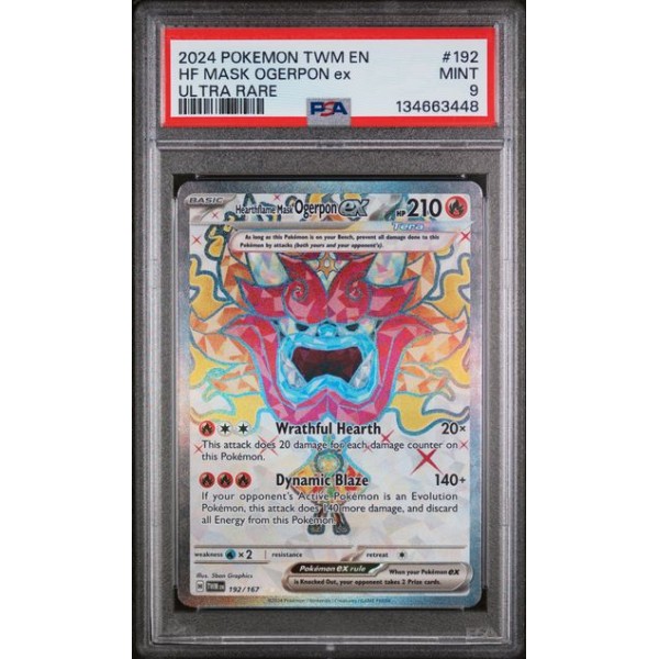 Hearthflame Mask Ogerpon ex #192 – Twilight Masquerade (2024) – Ultra Rare – PSA 9 MINT – English