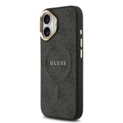 Σκληρή Θήκη Δερματίνης Guess Gold Frame με MagSafe για iPhone 17 - Black