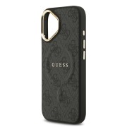 Σκληρή Θήκη Δερματίνης Guess Gold Frame με MagSafe για iPhone 17 - Black