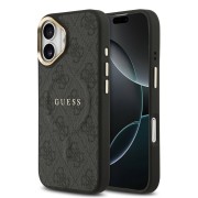 Σκληρή Θήκη Δερματίνης Guess Gold Frame με MagSafe για iPhone 17 - Black