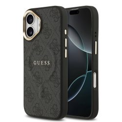 Σκληρή Θήκη Δερματίνης Guess Gold Frame με MagSafe για iPhone 17 - Black