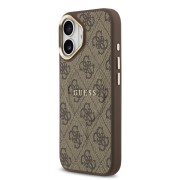 Σκληρή Θήκη Δερματίνης Guess Gold Frame με MagSafe για iPhone 17 - Brown