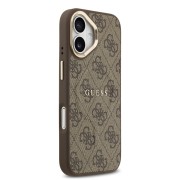 Σκληρή Θήκη Δερματίνης Guess Gold Frame με MagSafe για iPhone 17 - Brown