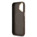 Σκληρή Θήκη Δερματίνης Guess Gold Frame με MagSafe για iPhone 17 - Brown