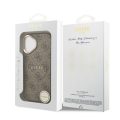 Σκληρή Θήκη Δερματίνης Guess Gold Frame με MagSafe για iPhone 17 - Brown