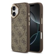 Σκληρή Θήκη Δερματίνης Guess Gold Frame με MagSafe για iPhone 17 - Brown