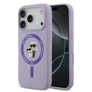 Θήκη Σιλικόνης Karl Lagerfeld Liquid Karl and Choupette με MagSafe για iPhone 17 Pro Max - Purple