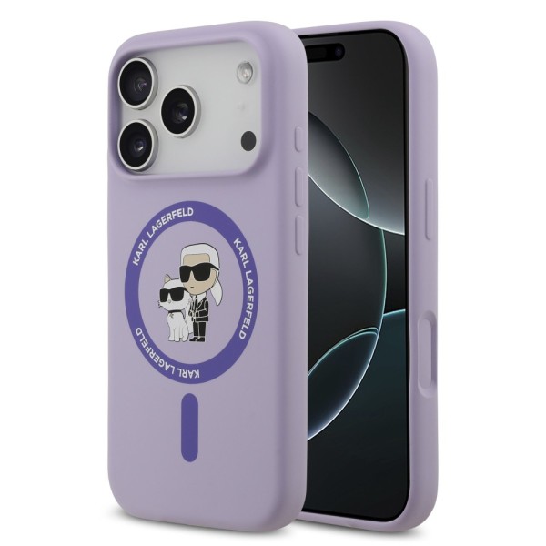 Θήκη Σιλικόνης Karl Lagerfeld Liquid Karl and Choupette με MagSafe για iPhone 17 Pro Max - Purple