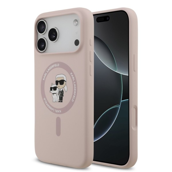 Θήκη Σιλικόνης Karl Lagerfeld Liquid Karl and Choupette με MagSafe για iPhone 17 Pro Max - Pink