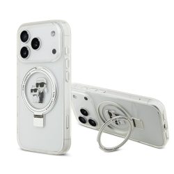 Σκληρή Θήκη Karl Lagerfeld Ringstand Karl and Choupette με MagSafe για iPhone 17 Pro - Clear